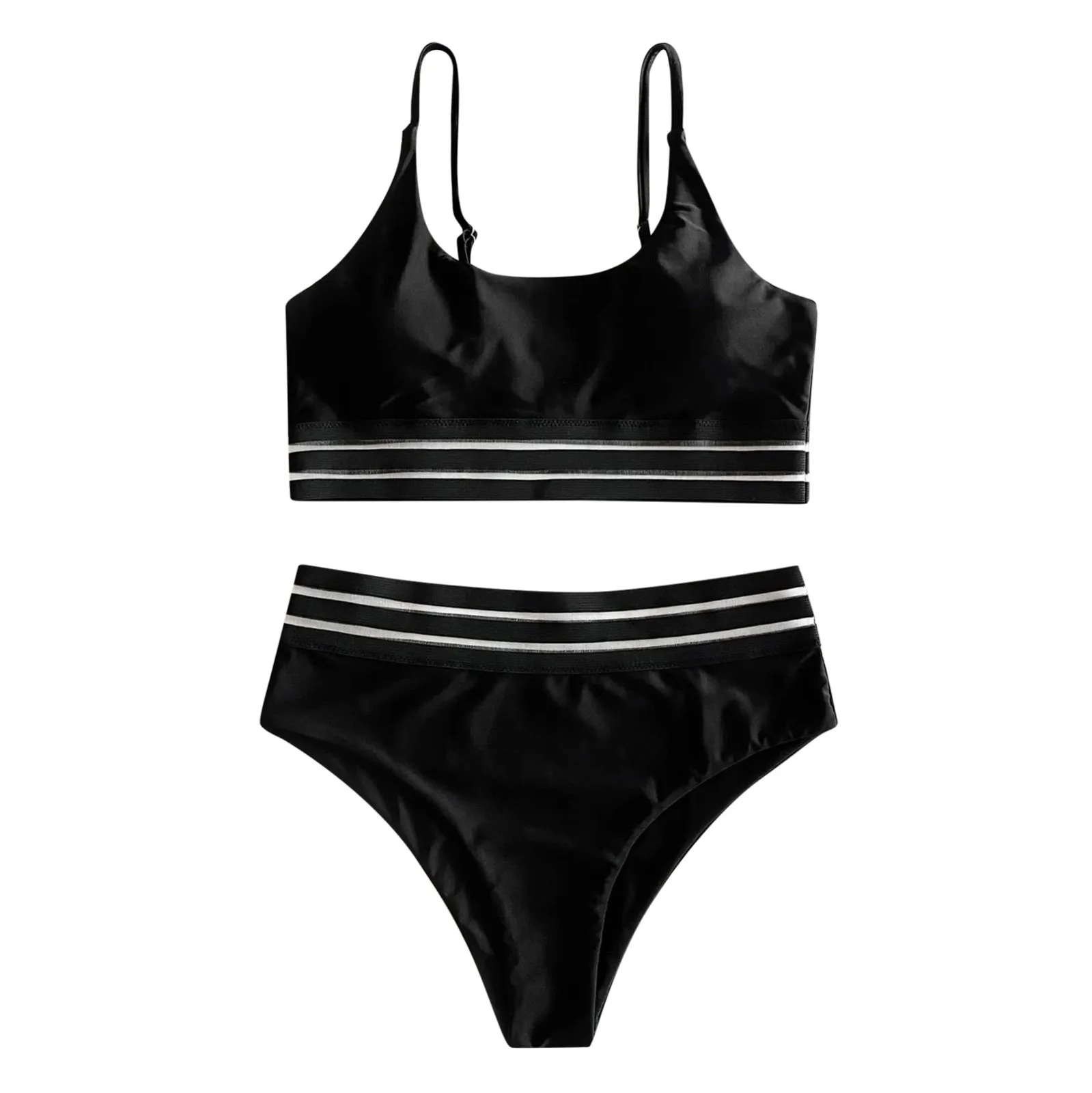 GRT Fitness H5557aaeb091f4499995f55e5ea35c6b1W Black Bikinis High Waist Bikini Hot Sale Mesh Lace Sexy Swimsuit Summer Female Swimwear Women Bathing Suit  