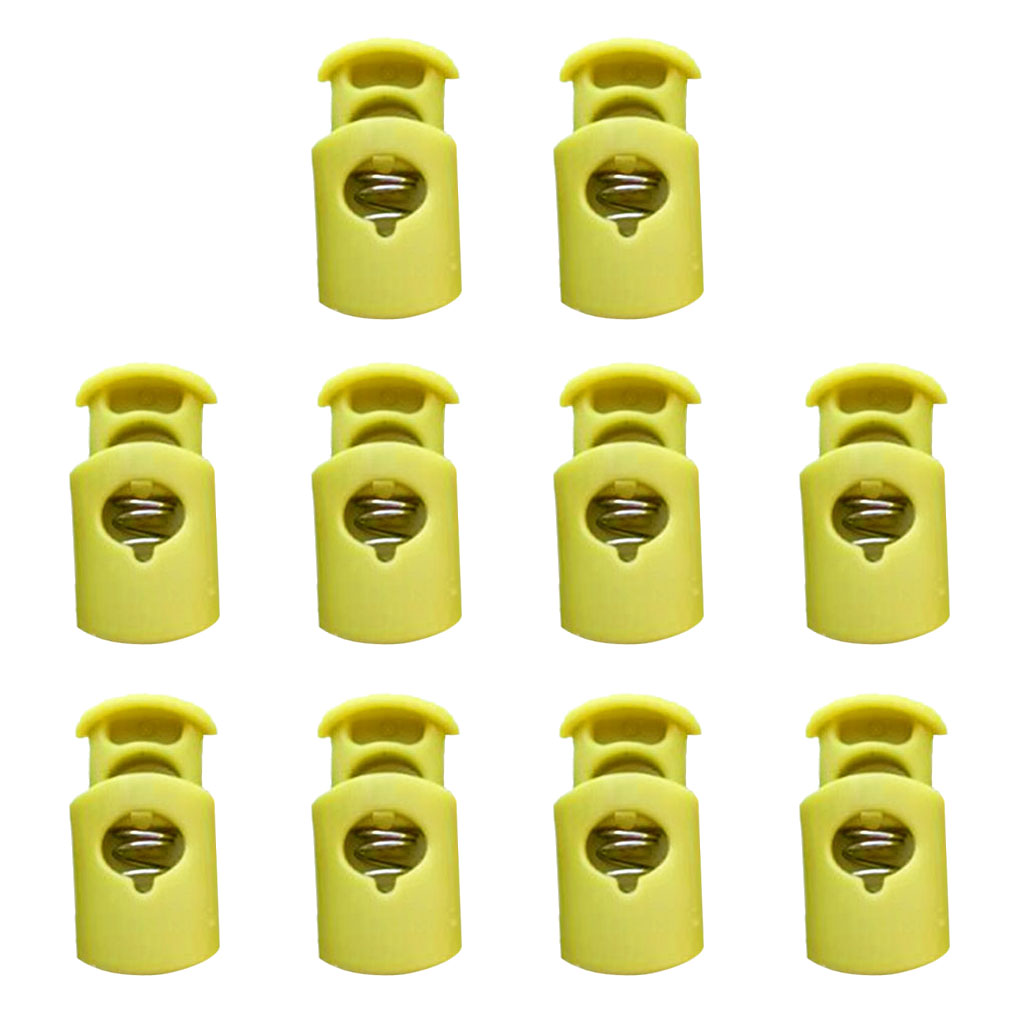 10pcs/set Plastic Toggle Barrel Cord Lock Stopper Spring End Stop - Fluorescent Green