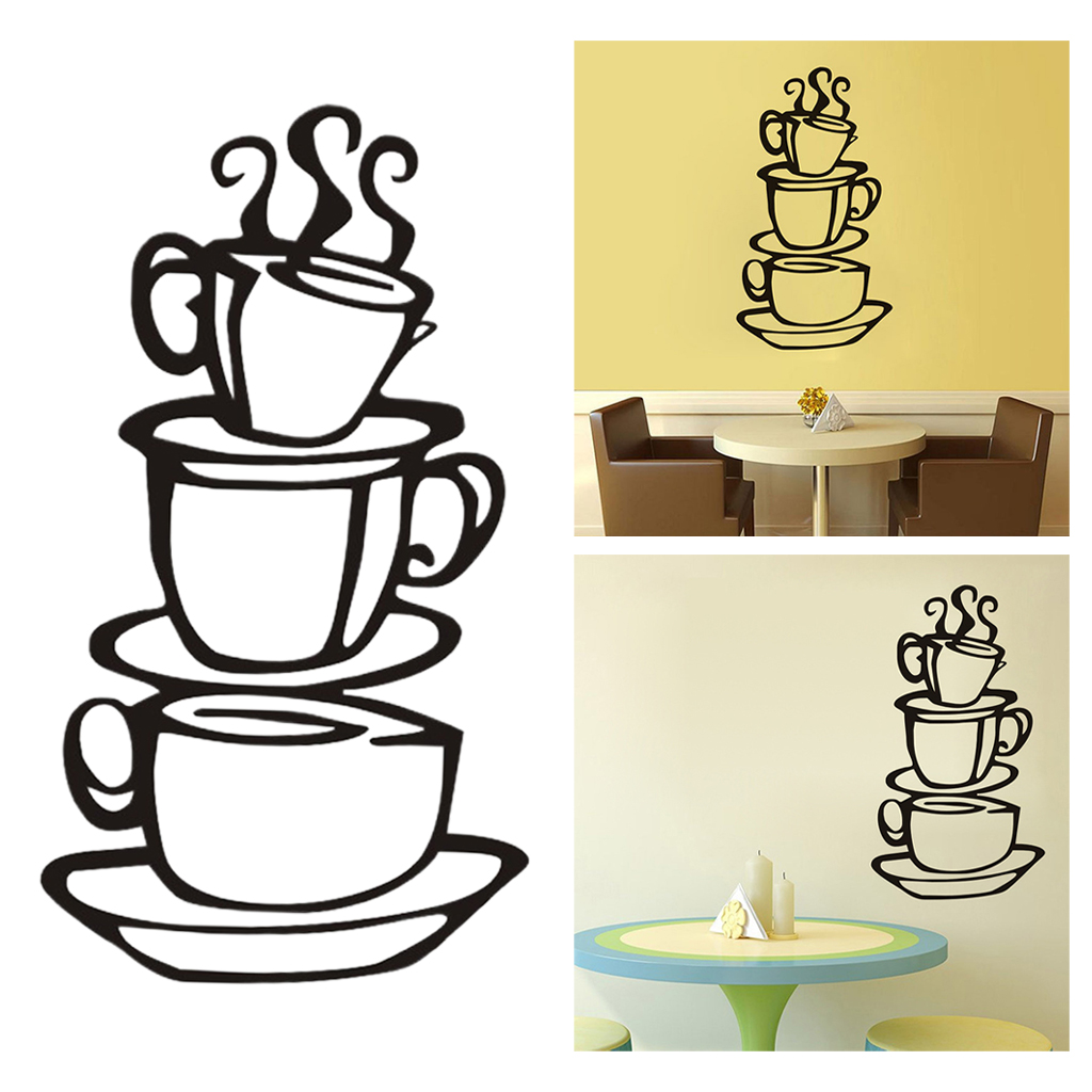 Home Kitchen Restaurant Cafe Tea Wall Sticker Coffee Cups Sticker Wall Decor warm house European style wall sticker fine