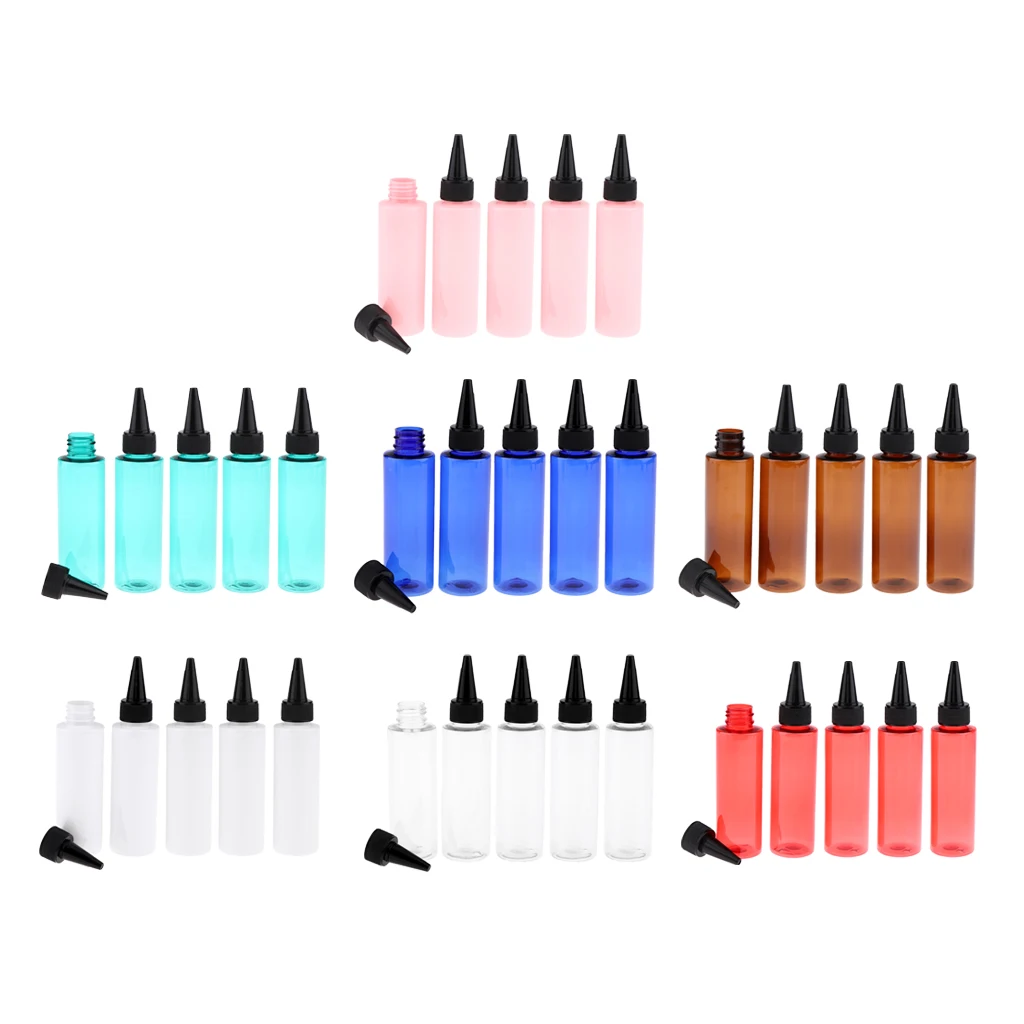 Pack of 5 100ml Empty Essential Oil Bottle Refillable Travel Cream Liquid Aromatherapy Perfume Vials With Black Cap