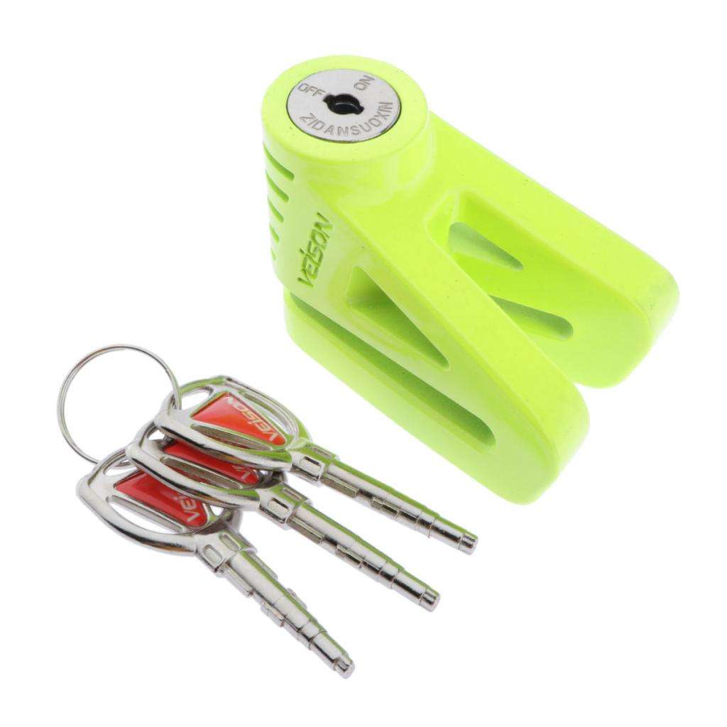 Security Anti Thief Disc Brake Lock Padlock with 6mm Harden Lock Pin for Motorbike Motorcycle Scooter - Green