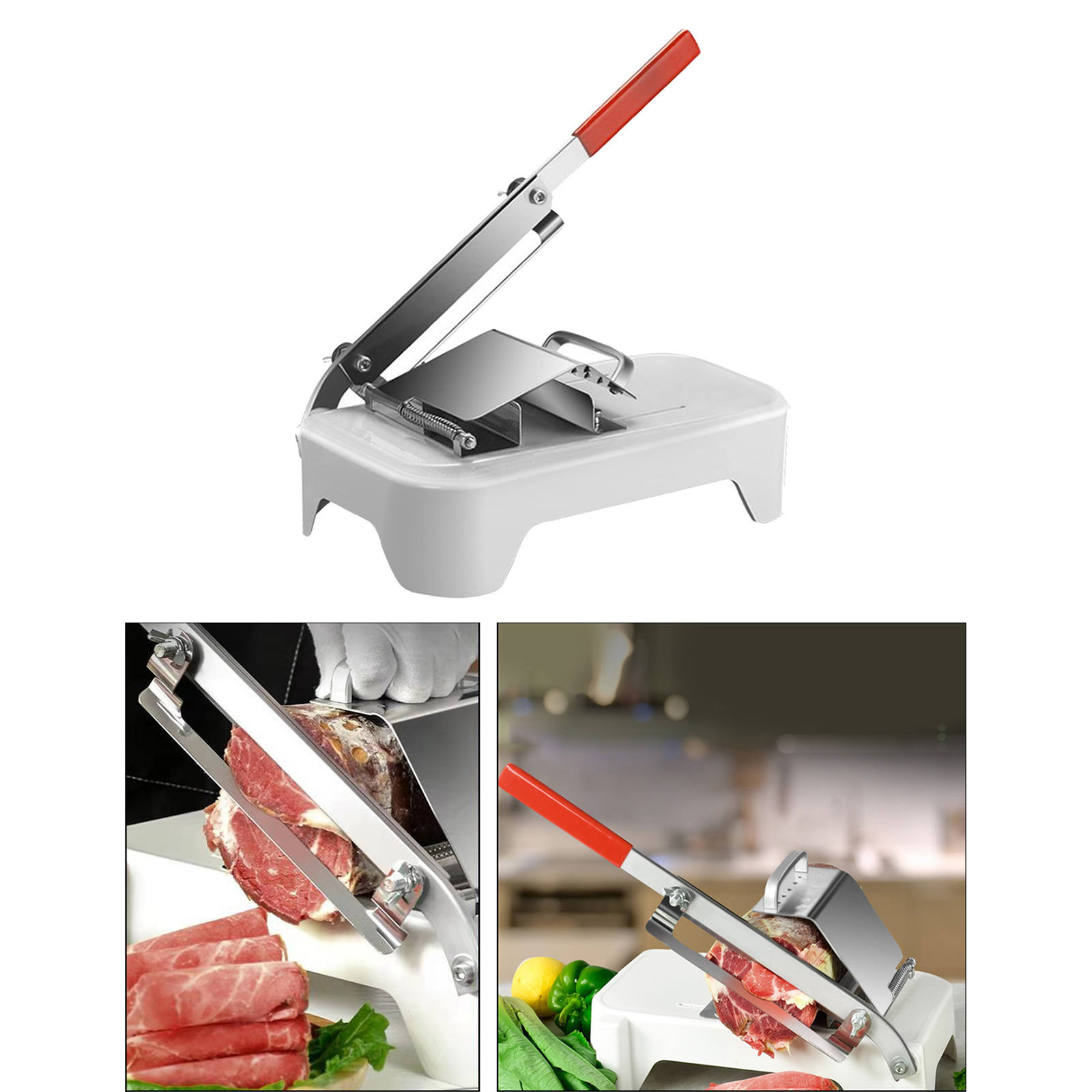 Manual Frozen Meat Slicer Cutter Hand Cutting Machine Roller for Vegetable Hotpot Shabu Adjustable Thickness