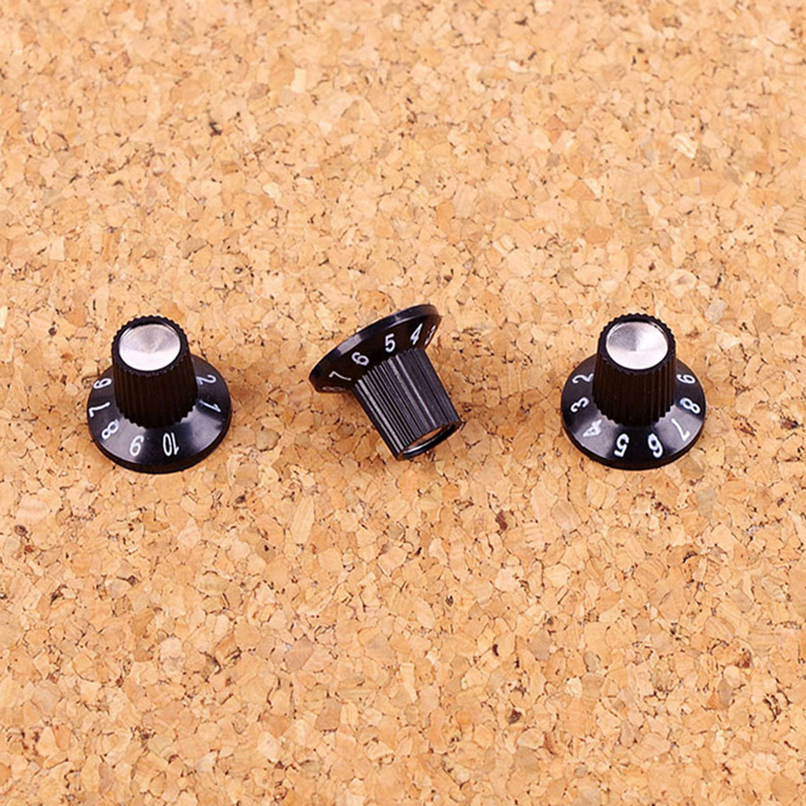 Black with Silver Top Hat Electric Guitar Knobs For Electric Guitar Bass