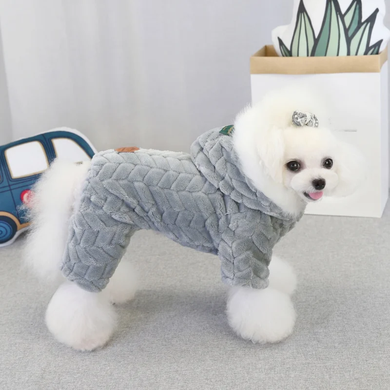 roupa de inverno para cães de tecido de veludo fleece com quatro casaco roupa para animais de fantasia de cães de pelúcia