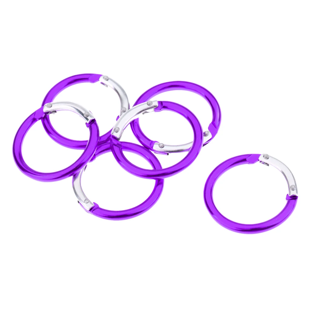 6 Piece Circle Round Aluminum Metal Spring Snap Clip Hook Keychain O-Ring Carabiner Buckle 38mm Diameter