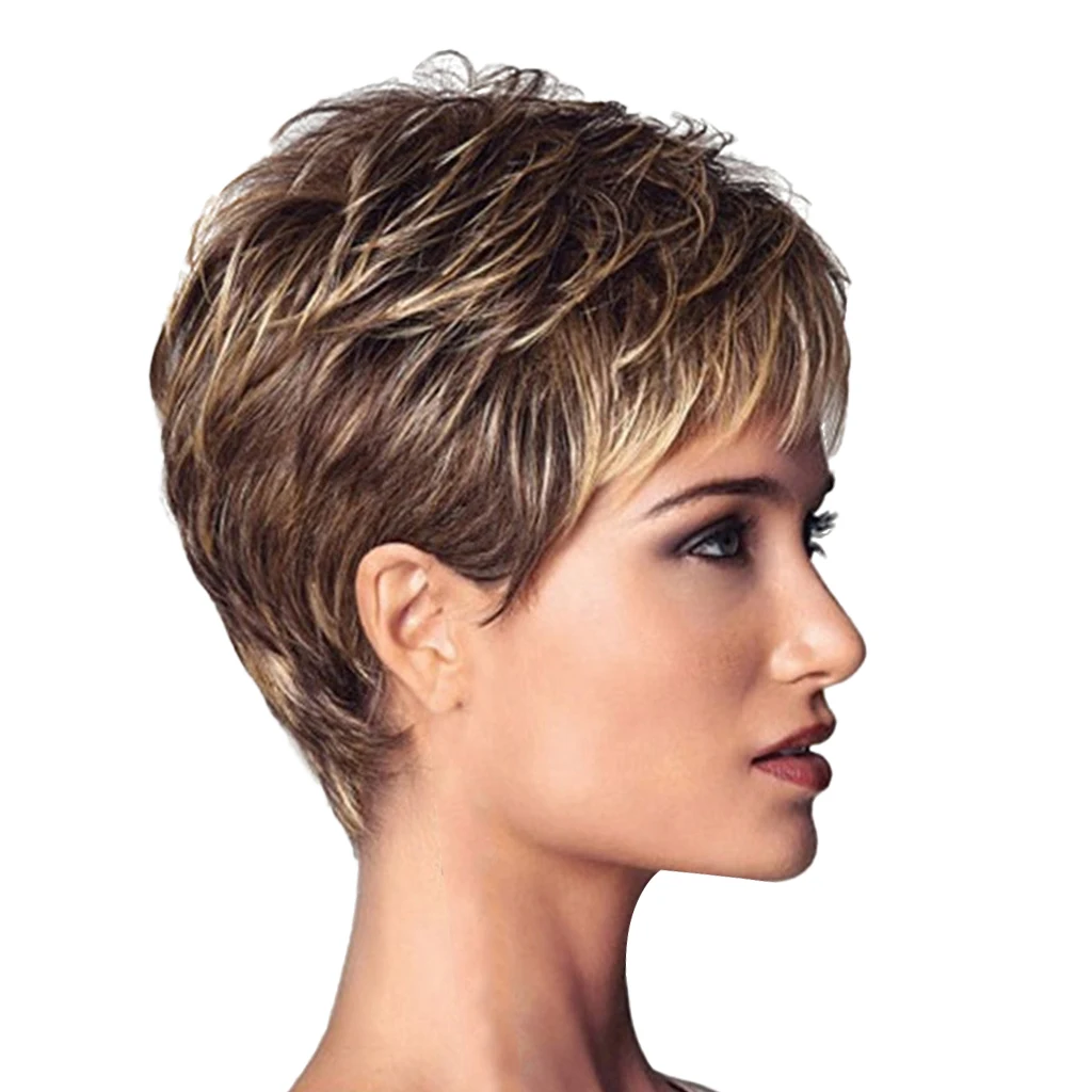 Short Blend Color Synthetic Wig, Short  Layered Cosplay Halloween Party Wigs For Women Girls, 25cm In Length