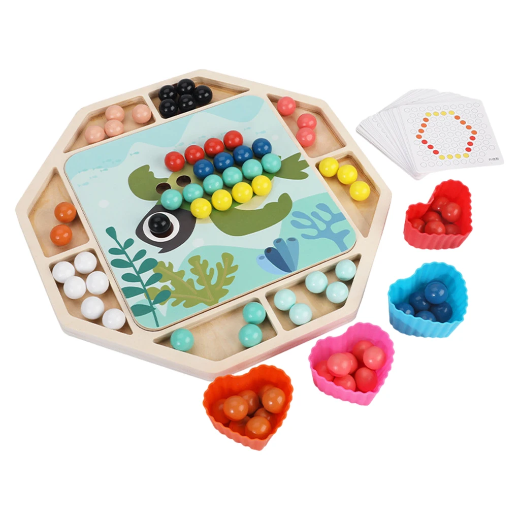 Wooden Clip Beads Game Go Games Board Early Toys Board Games Matching Game