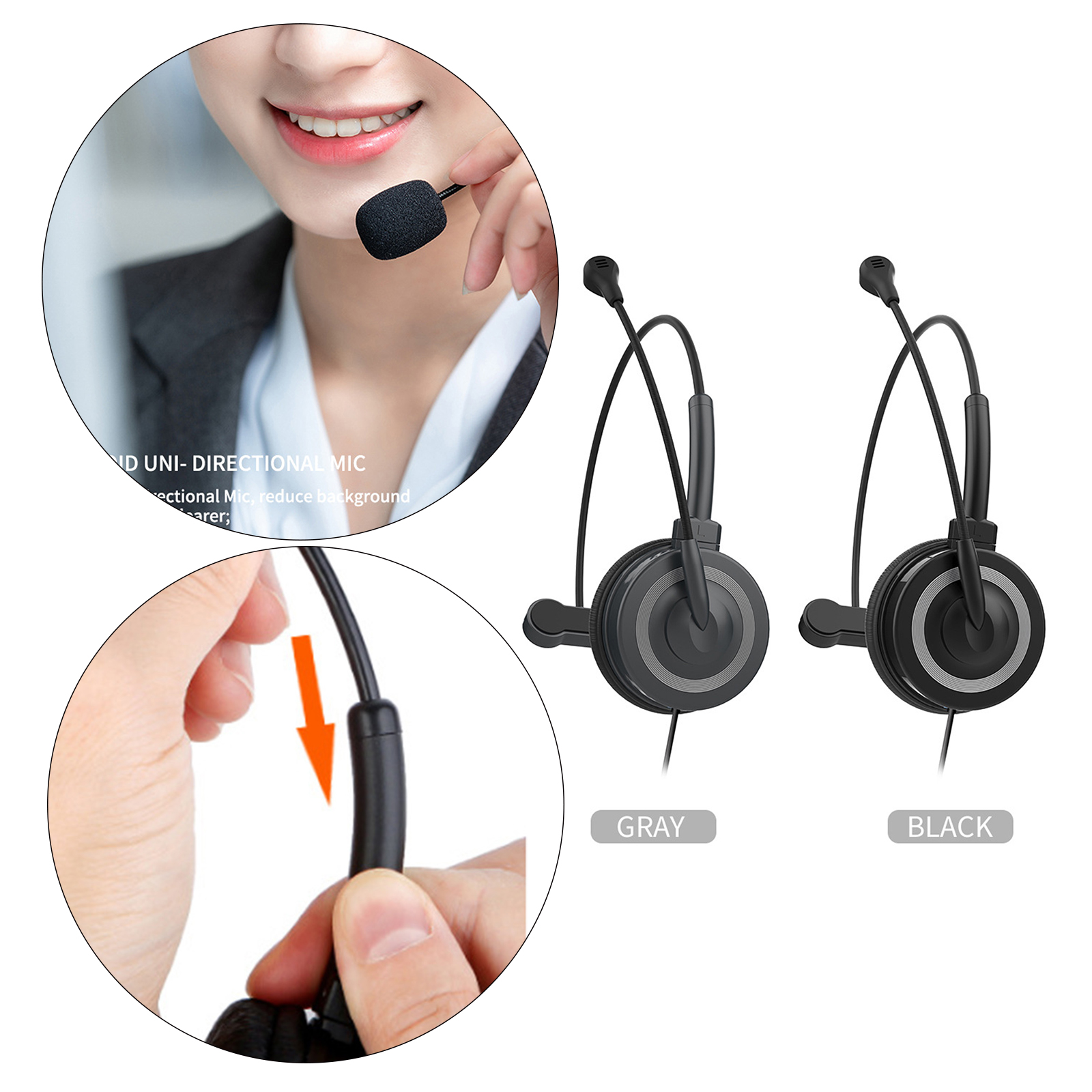 Lightweight USB Headset Wired Headphone with Microphone Ultra Comfort Clearer Voice for School Classroom Call Center Gaming