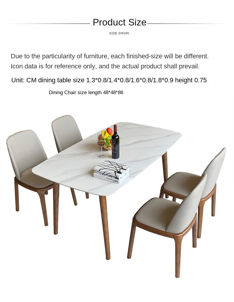 modern simple rectangular table household small household type Nordic solid  wood white wax wooden table and chair combination