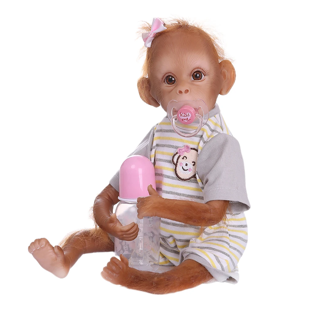 16' Vinyl Monkey Baby Doll Toy Cloth Body Lifelike Reborn Doll with T-shirt