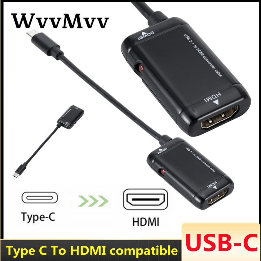 Переходник с USB Type C на HDMI-совместимый Переходник USB 3,1 с USB C  «папа» на HDMI-совместимый с женским кабелем преобразователя для телефона  Android планшета | AliExpress