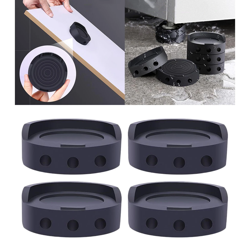 4x Black Rubber Anti Vibration Pads Shock Absorbing for Washing Machine