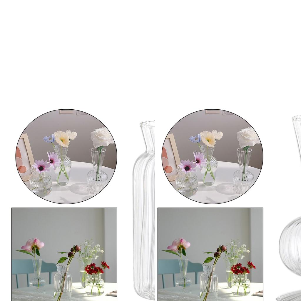 2pc Clear Glass Flower Vase Stem Plant Jar Table Floral Display Decoration