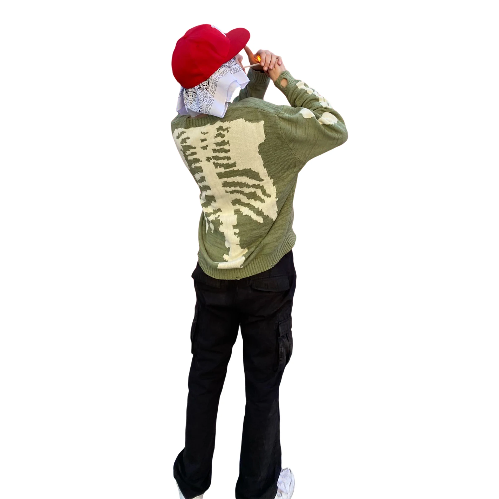 christmas sweaters Women Men Autumn Polyester Crew Neck Sweaters Casual Long Sleeve Skeleton Print Loose Knit Pullovers Tops red cardigan