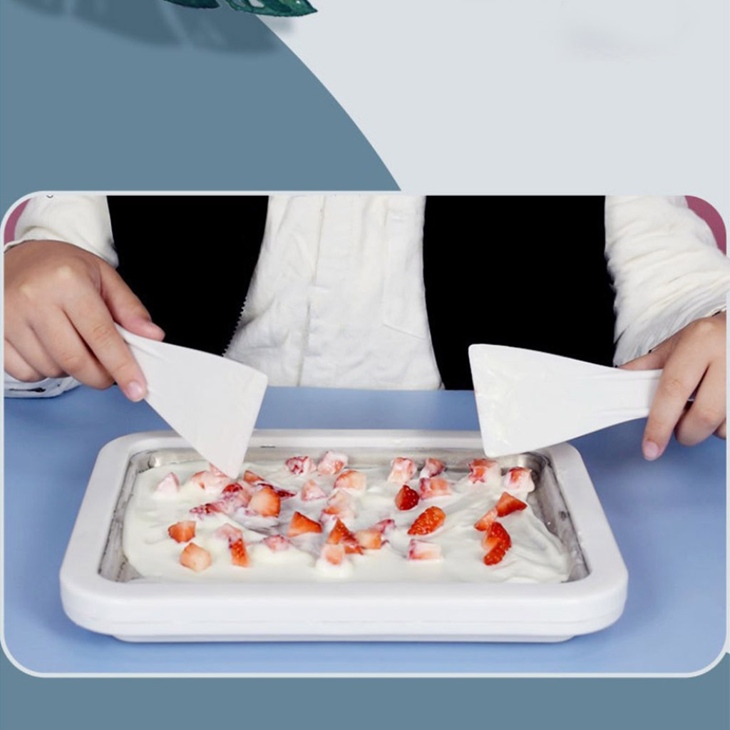 Mini Ice Cream Maker Instant Ice Cream Rolled Pan with 2 Spatulas Sweet Spot Sorbet Frozen Yogurt Homemade Machine