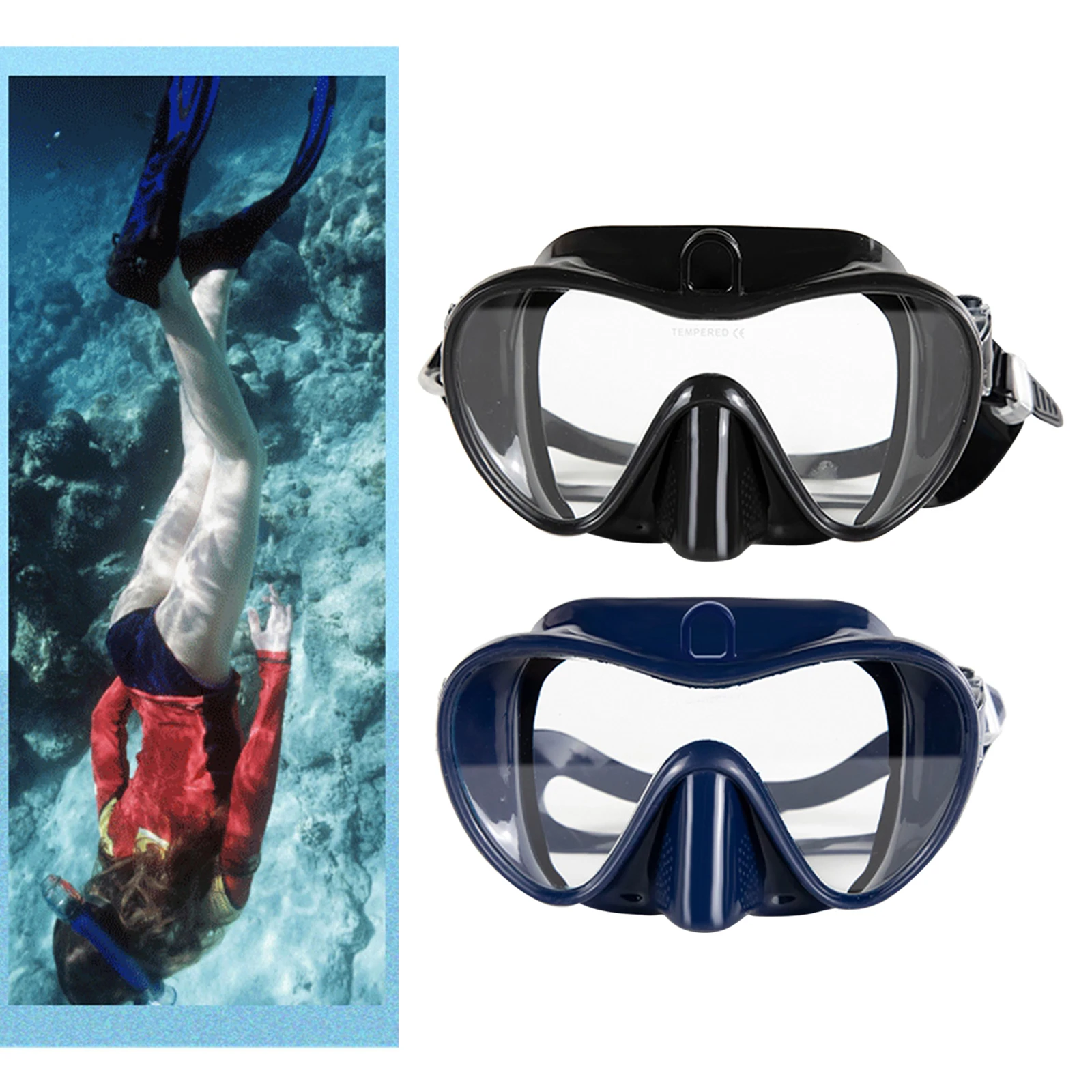 Adult Underwater Sports Scuba Snorkeling Dive Mask Tempered Lenses Snorkel Glass 