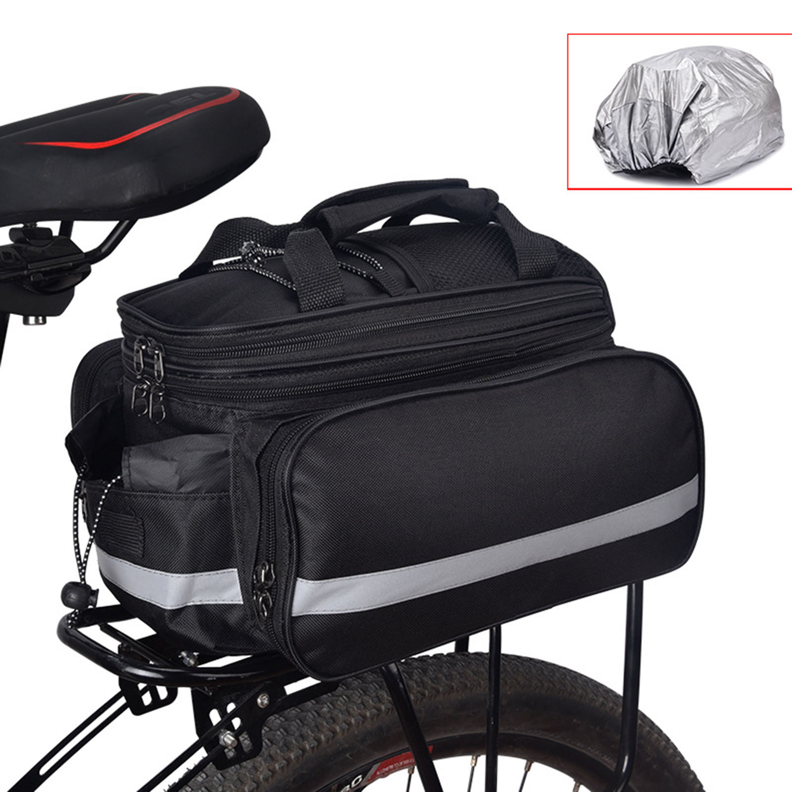 Waterproof Bicycle Saddle Bag Reflective 27L Large Capacity Tail Rear Trunk Bag Road Mountain Carrier Bike Bag for Cycling