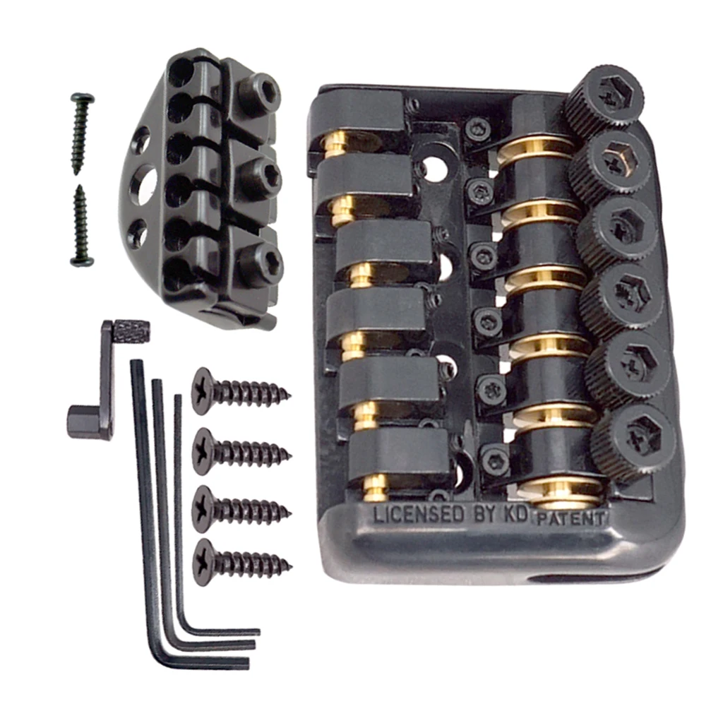 1 Set New Fixed 6 String Headless Guitar Bridge Tailpiece W/ Nut Accessories