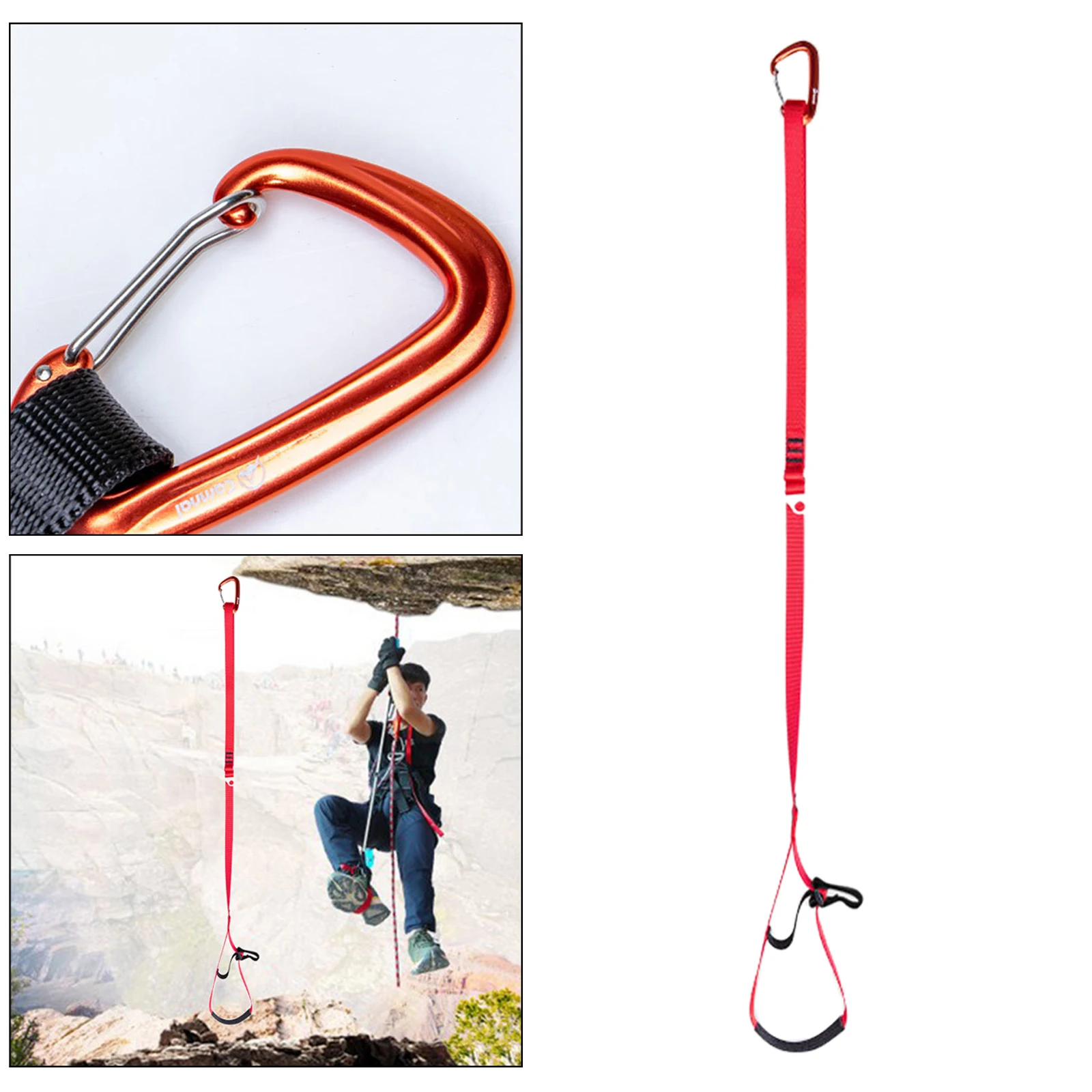 Climbing Foot Ascender Mountaineering Foot Riser Loop Caving Strap Carabiner