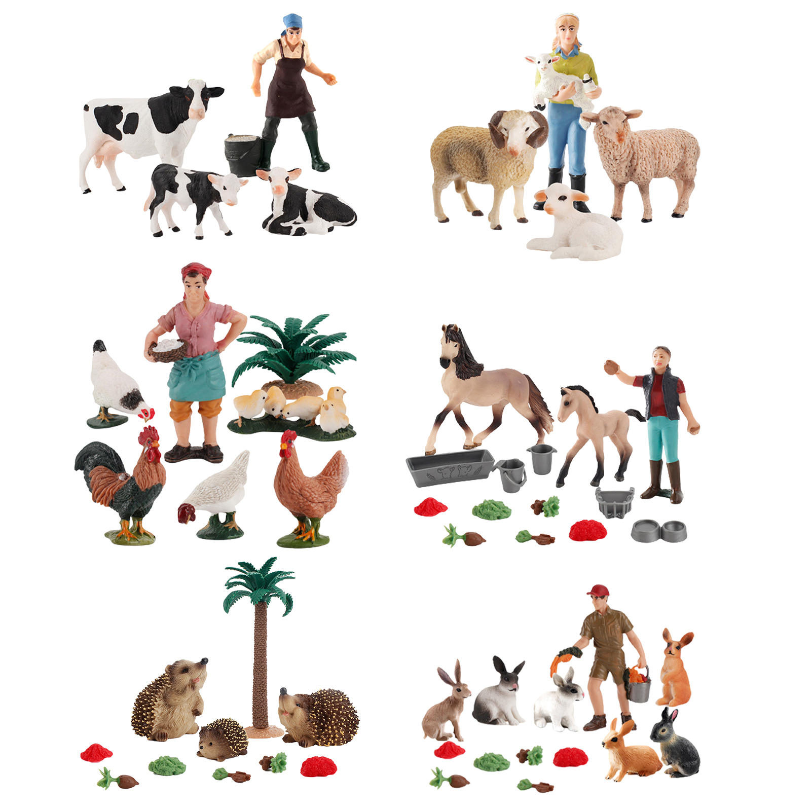 Simulated Model Farm Animal Family Set Figurines Action Figure Educational Toys for Kids Home Decor