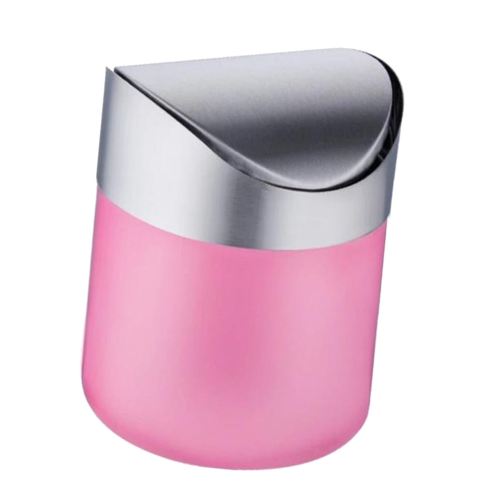 Blue/Pink/Green/Red/Silver Stainless Steel Trash Cans Desktop Mini Ashtray Car Garbage Bin Wastebasket Home/Office
