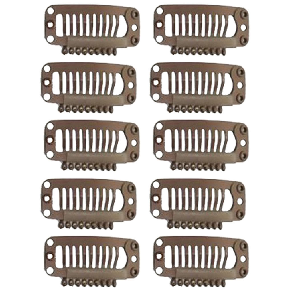 10x U Shape Snap Clips For Weft Hair Extensions Clip In Black Blonde Brown 32mm