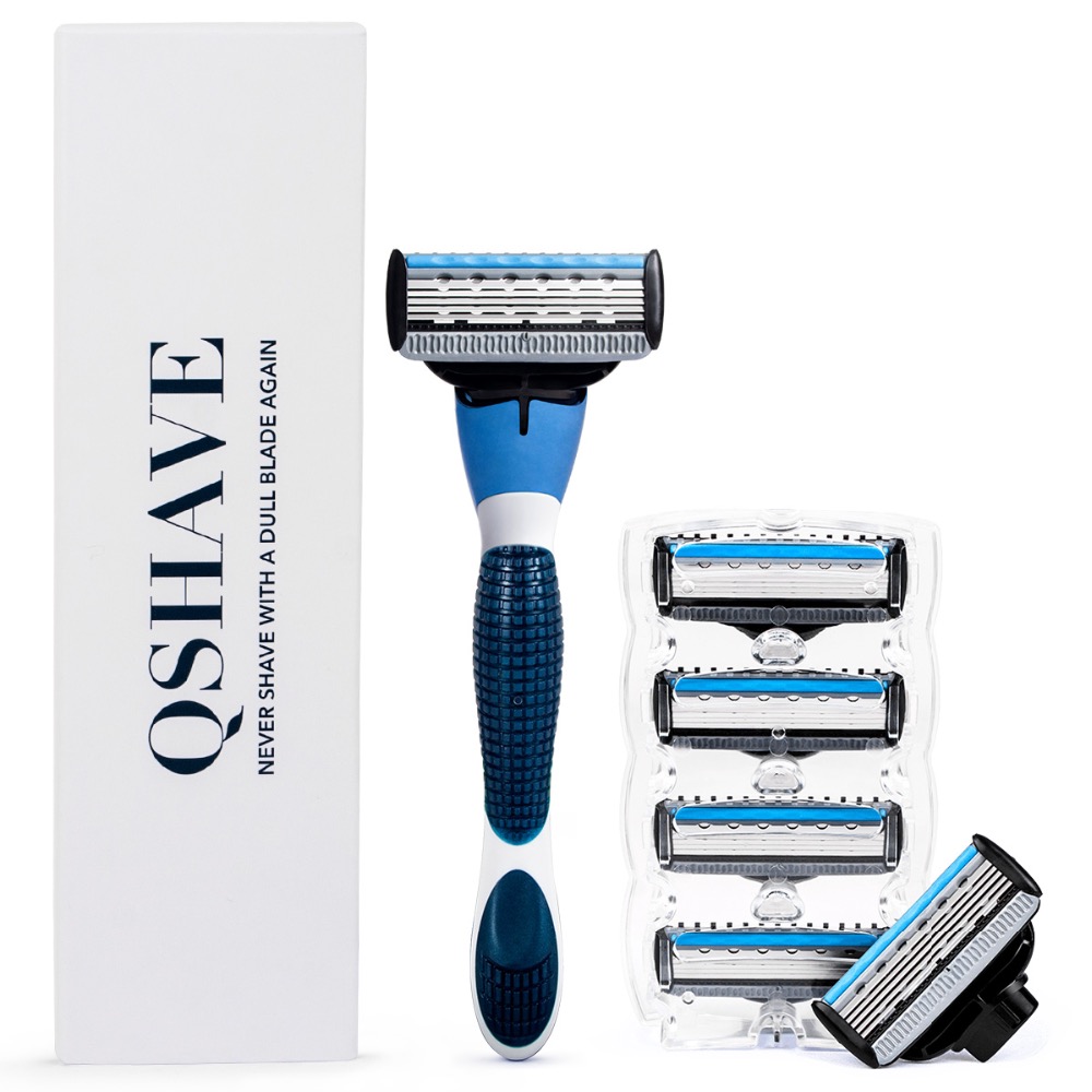 Best of QShave Brand Blue Men Manual Shaving Razor Trimmer Blade Safety Blade Made In USA Machine Shaver Straight Hair Removal Epilator Reviews & Tips