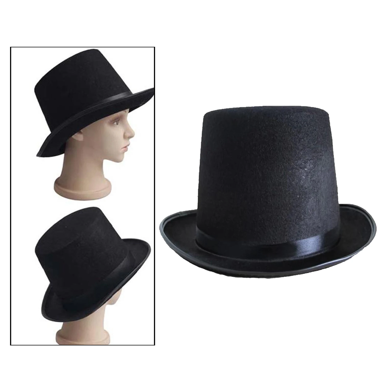 Mens Curved Bell Costume Top Hat Black Brown Magician Lincoln Dickens Halloween 