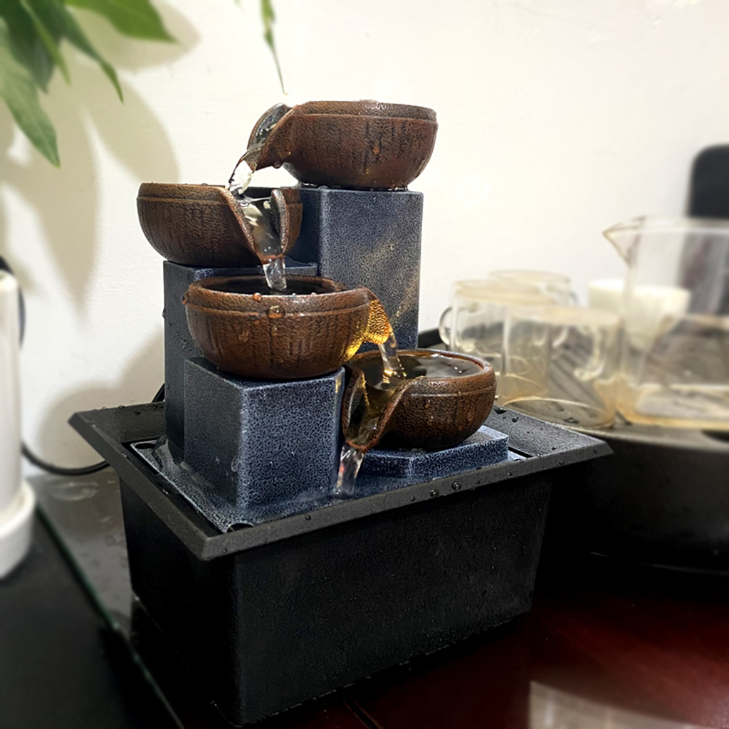 Tabletop Water Fountain Ornaments Relax Waterfall Decoration Crafts Arts