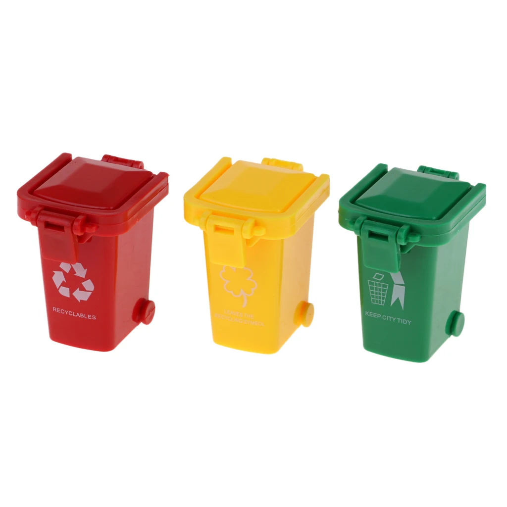 Curbside trash recycle can set pencil cup holder garbage truck ca~gu 