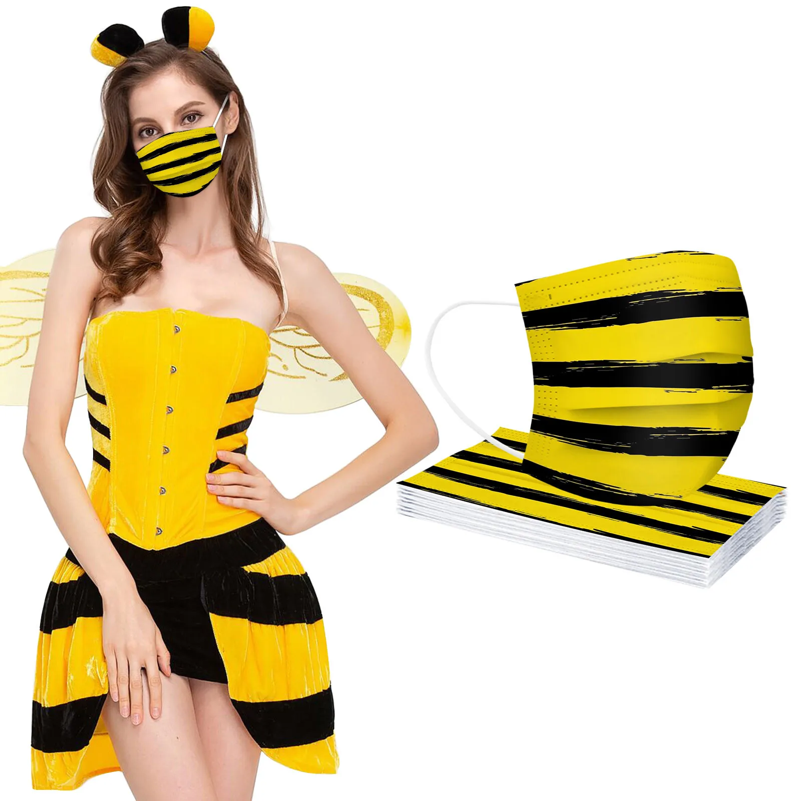 Adult Mascarillas Bee Print Masques for Protection Face Masque Earloop Masque cubre bocas Halloween cosplay маска tapabocas unique halloween costumes