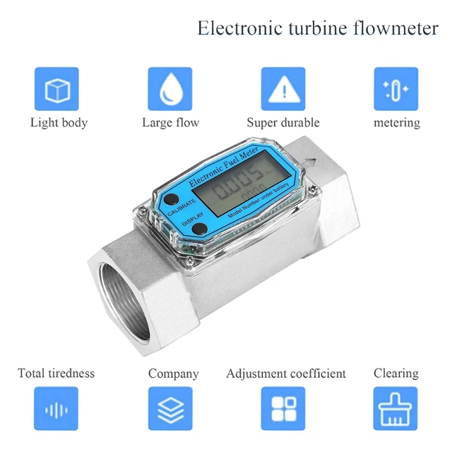 Medidor de combustible diésel, medidor de combustible digital, medidor de  flujo de agua, mini medidor de flujo de turbina digital, medidor de flujo  de