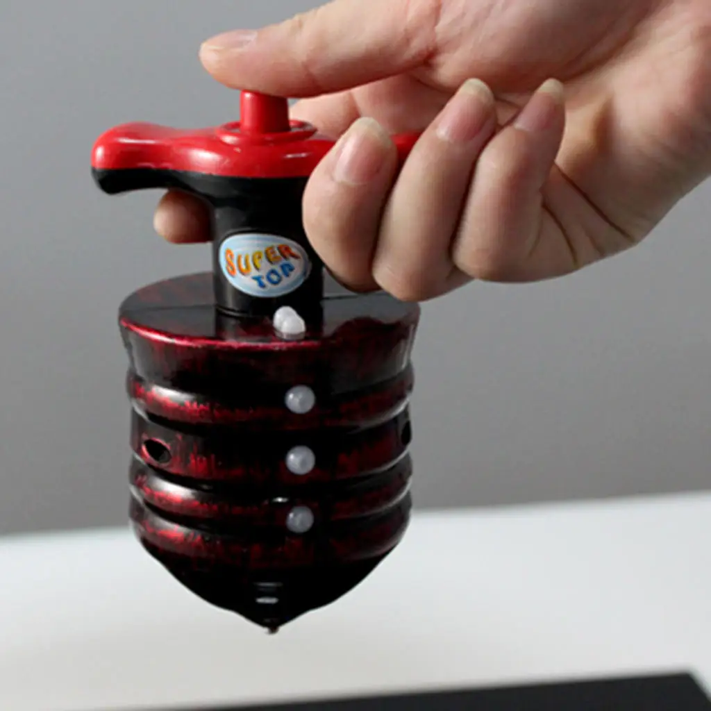 Gyroscope Imitation Wooden Top with Flashing LED Lights UFO Spinner Toys Set of 6