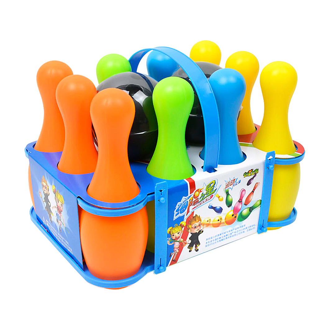 12 Pieces of   Bowling Toy Kit, 10 Colorful Pins And  2 Bowling Balls,  Kids