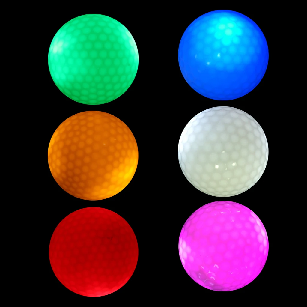 6Pcs LED Flashing Light Up Golf Balls For Sports Night Golfing