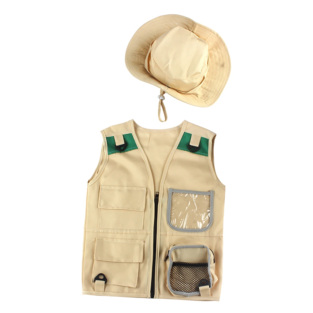 Kids Outdoor Adventure Explorer Kit Costume Vest and Hat Set Unisex Children
