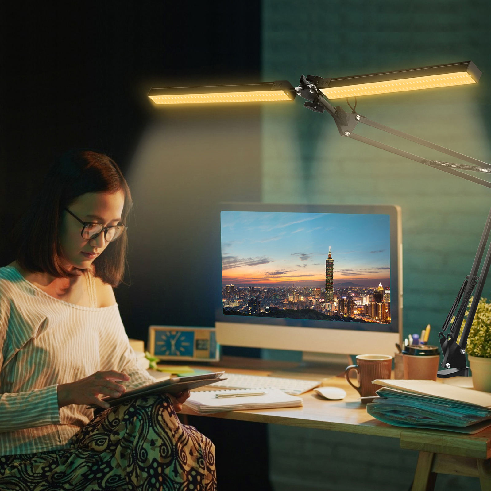 LED Desk Lamp Flexible Folding Light with Clamp for Working Dormitories Reading Study