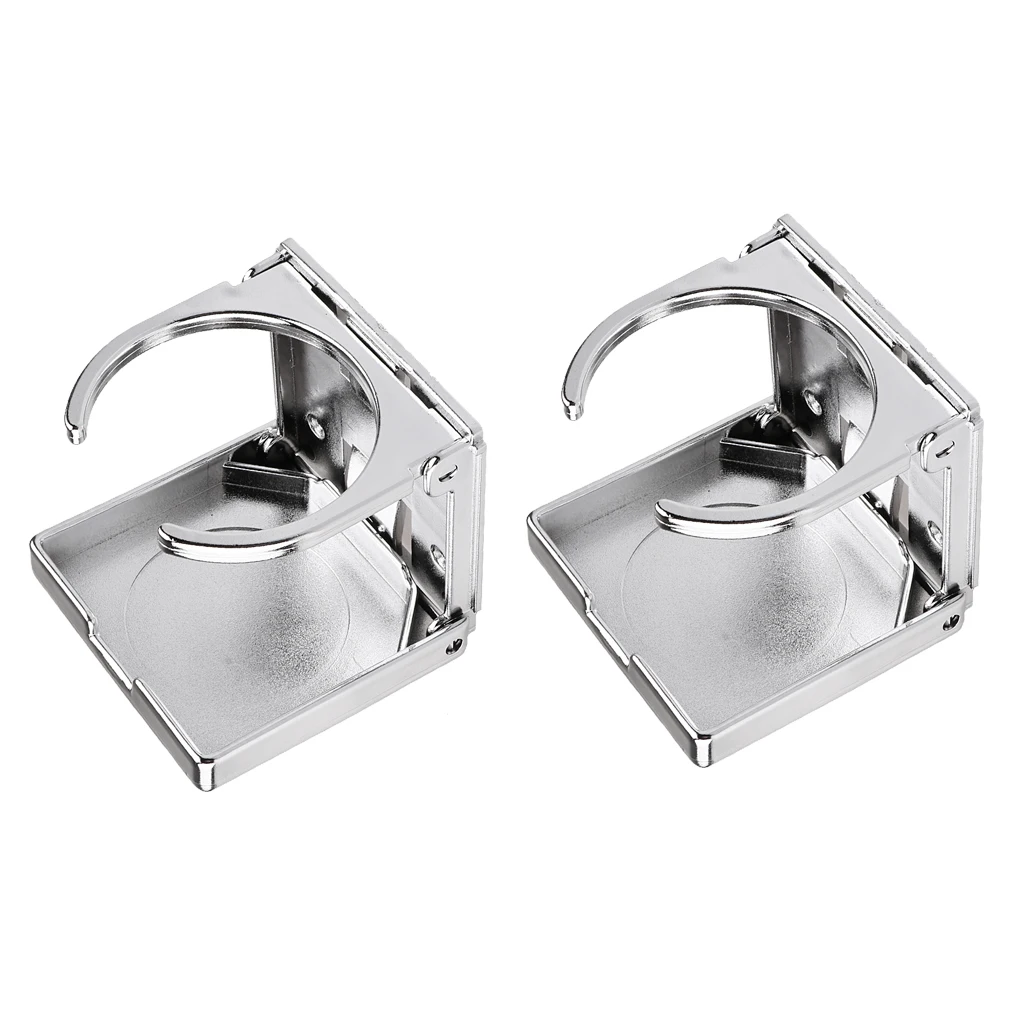 2 Pieces Plastic Folding Foldable Beverage Drink Cup Holders Car Marine Boat Foosball Table Accessory Silver