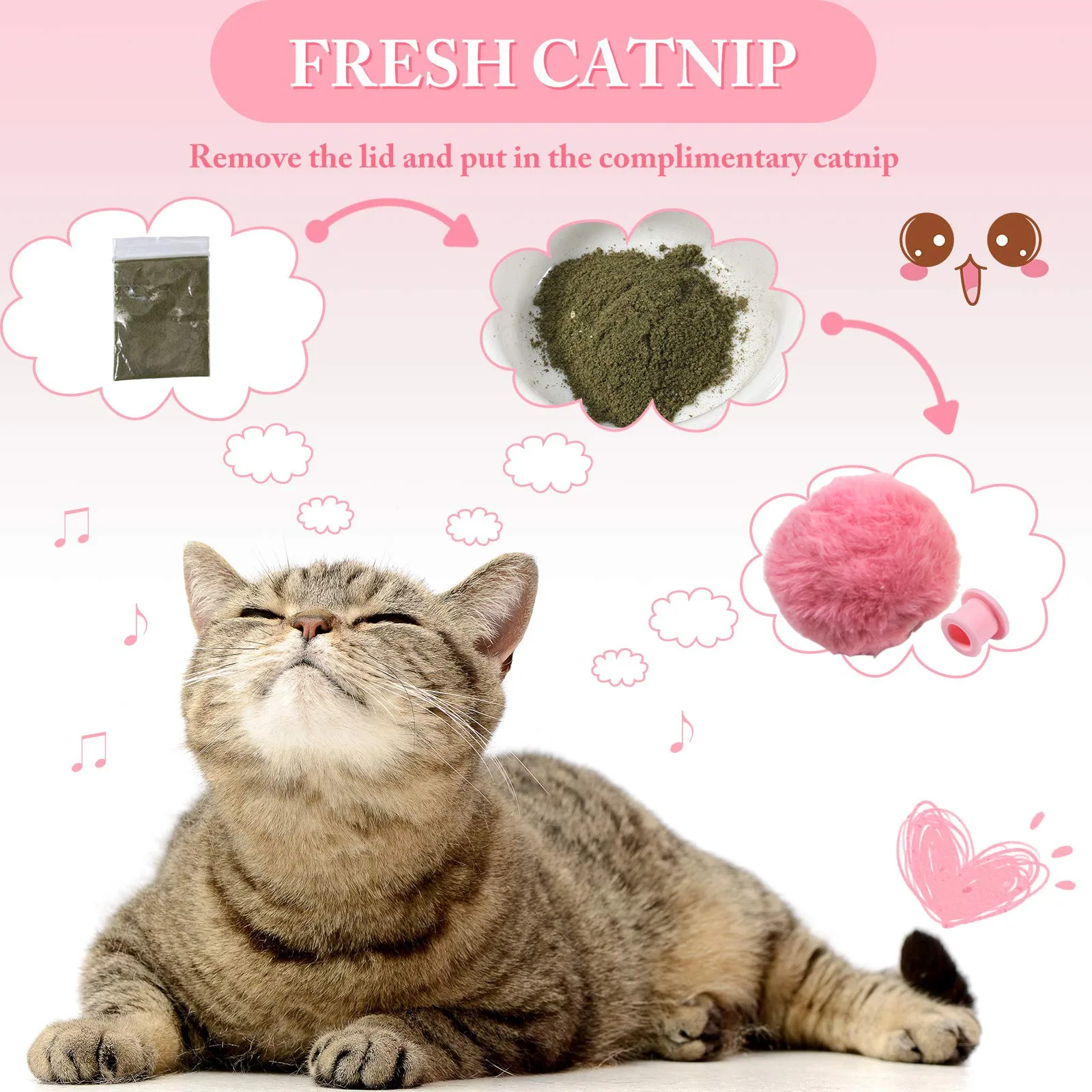 Interactive Cat Ball Toys Plush Electric Catnip Sound Cat Selfplaying Kitten Toy Pet Ball Pet Supplies Products Toys for Cats