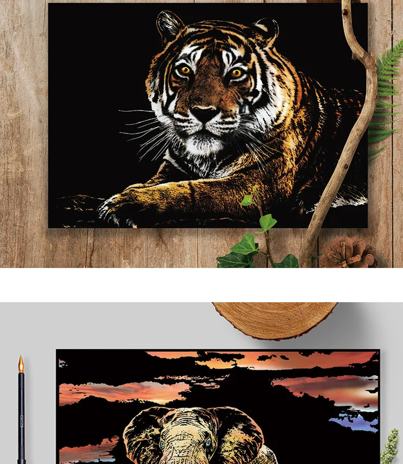 Cartões de pintura de animais, 41*28cm, desenhos