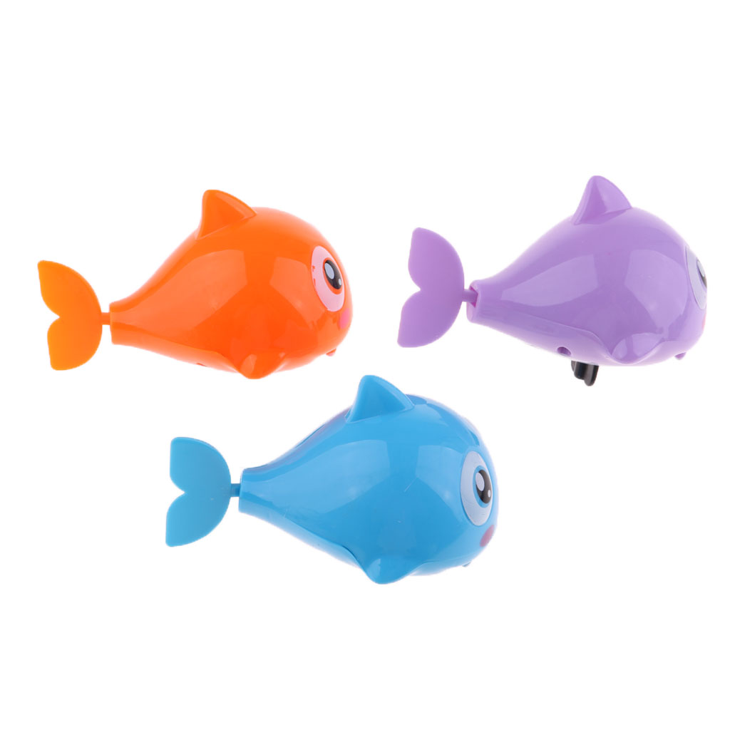 2Pcs Random Pull Cartoon Wind Up Shark Animals Baby Bath Kids Clockwork Toys