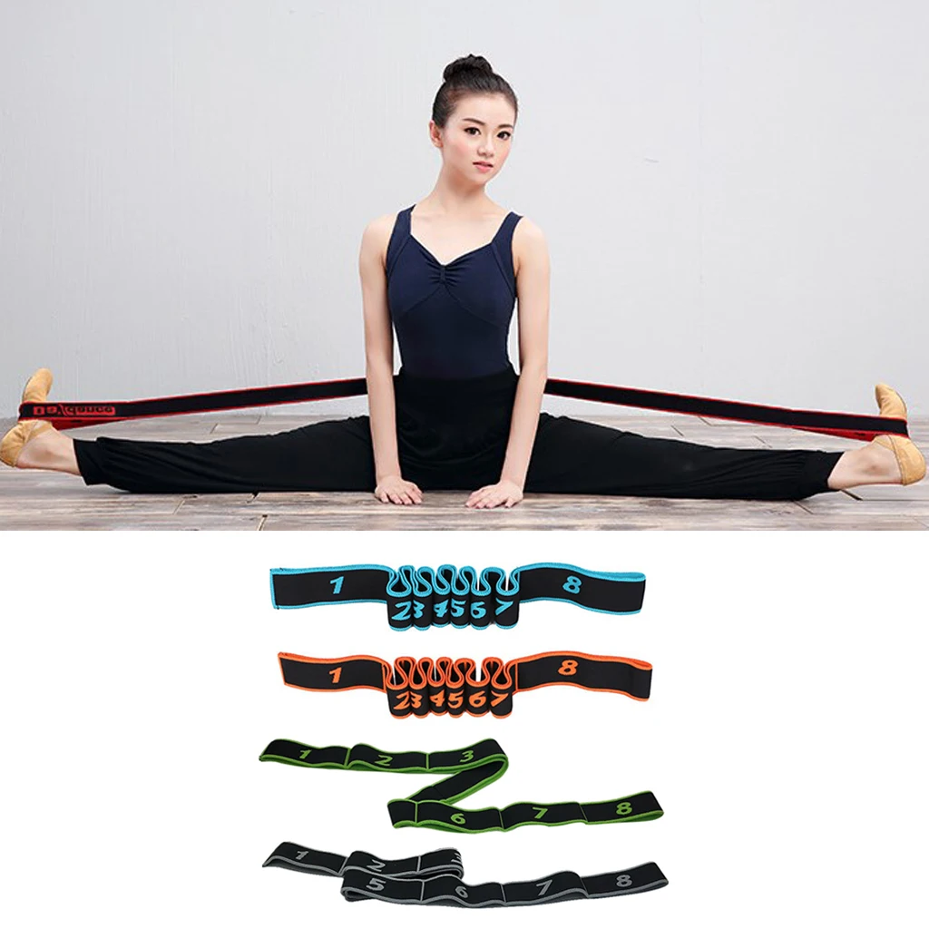 Yoga Stretch Strap with 8 Loops for Women Men Girls Leg Stretching Out Band to Improve Flexibility, Yoga Strap Exercise Belt