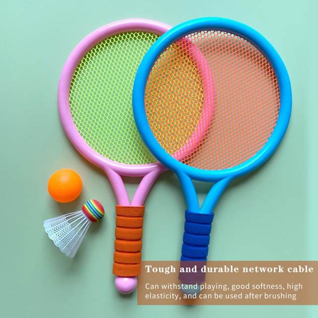 BESPORTBLE 1 Conjunto Jogo De Tênis Infantil Brinquedos De Bola De Raquete  De Esportes Conjunto De Brinquedos De Badminton Bola De Raquete De Malha