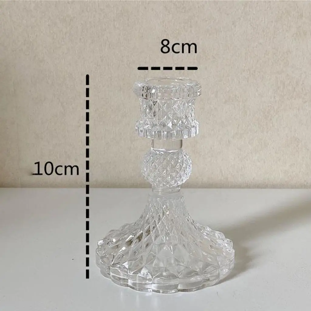 Glass Taper Candle Holder Candlestick Clear Crystal Candle Stick for Birthday Gift Dinning Party Favors Decoration Holiday