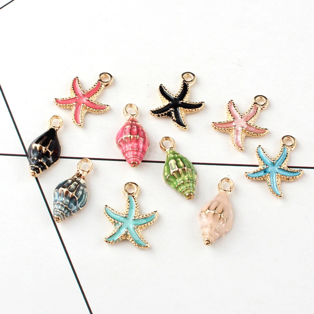 10 Pcs Colorful  Shape Beads Pendants DIY Earring Crafts Charms