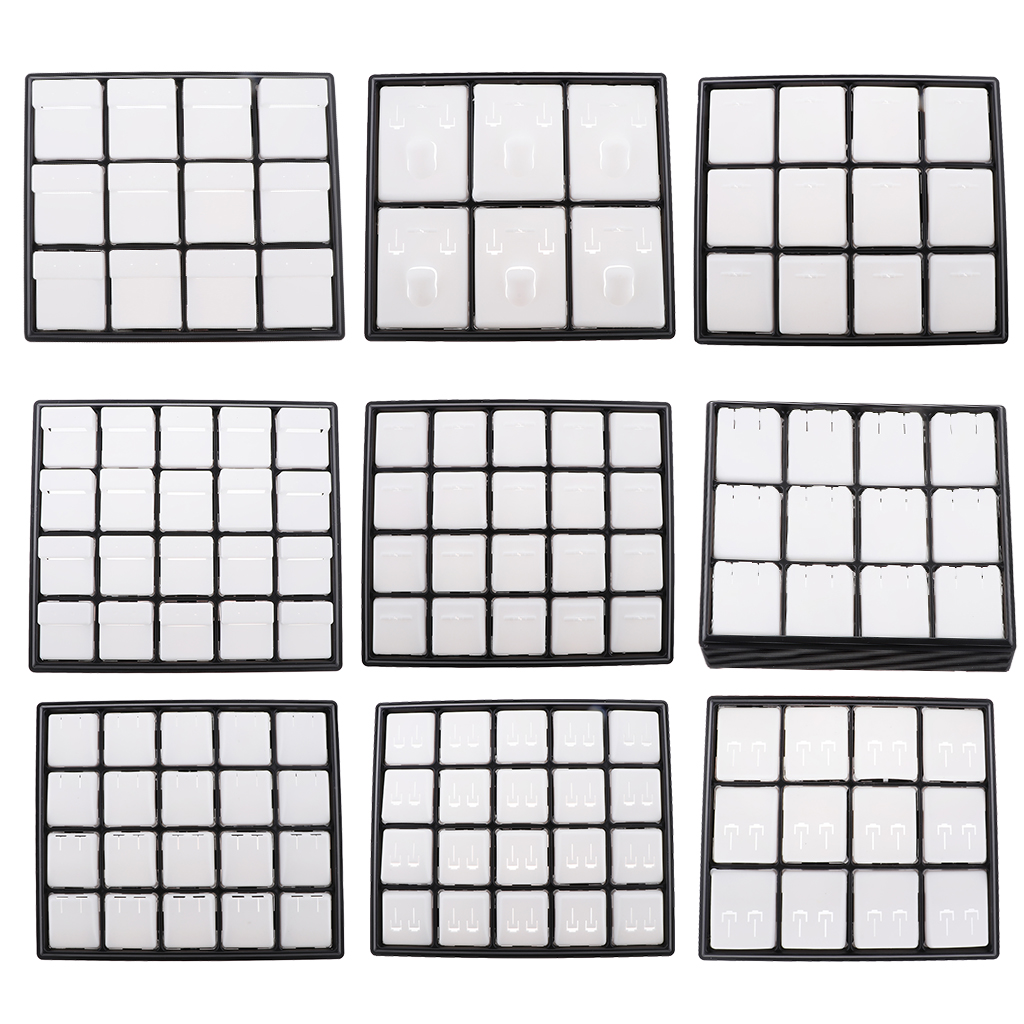 Plastic Jewelry Box Case Earrings Ring Display Tray With EVA Insert Card 18 x 21 x 4cm