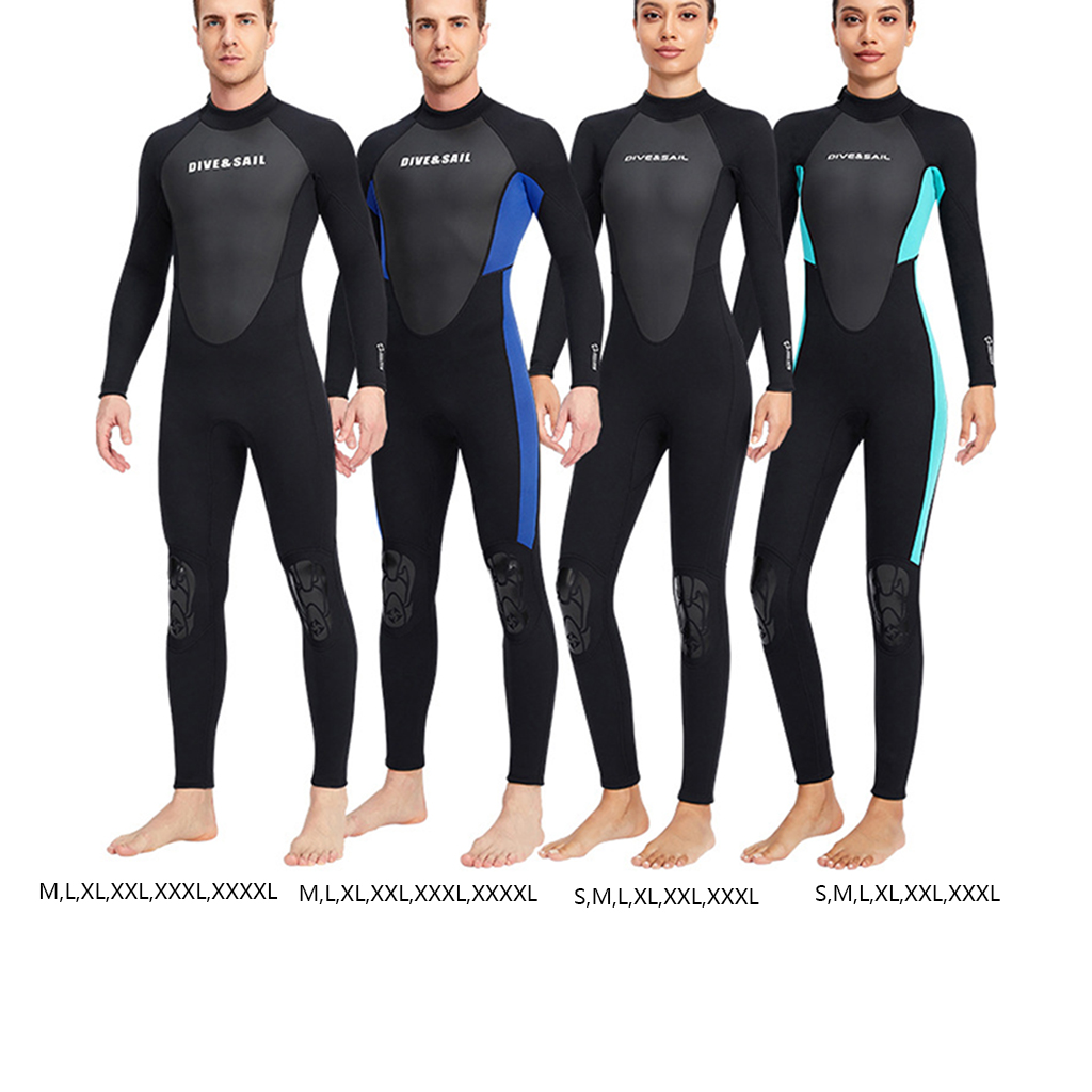 Wetsuits Full Length 3mm Suit One Piece Long Sleeves Back Zip UV Protection for Open Water Water Sports Surf Mens Ladies