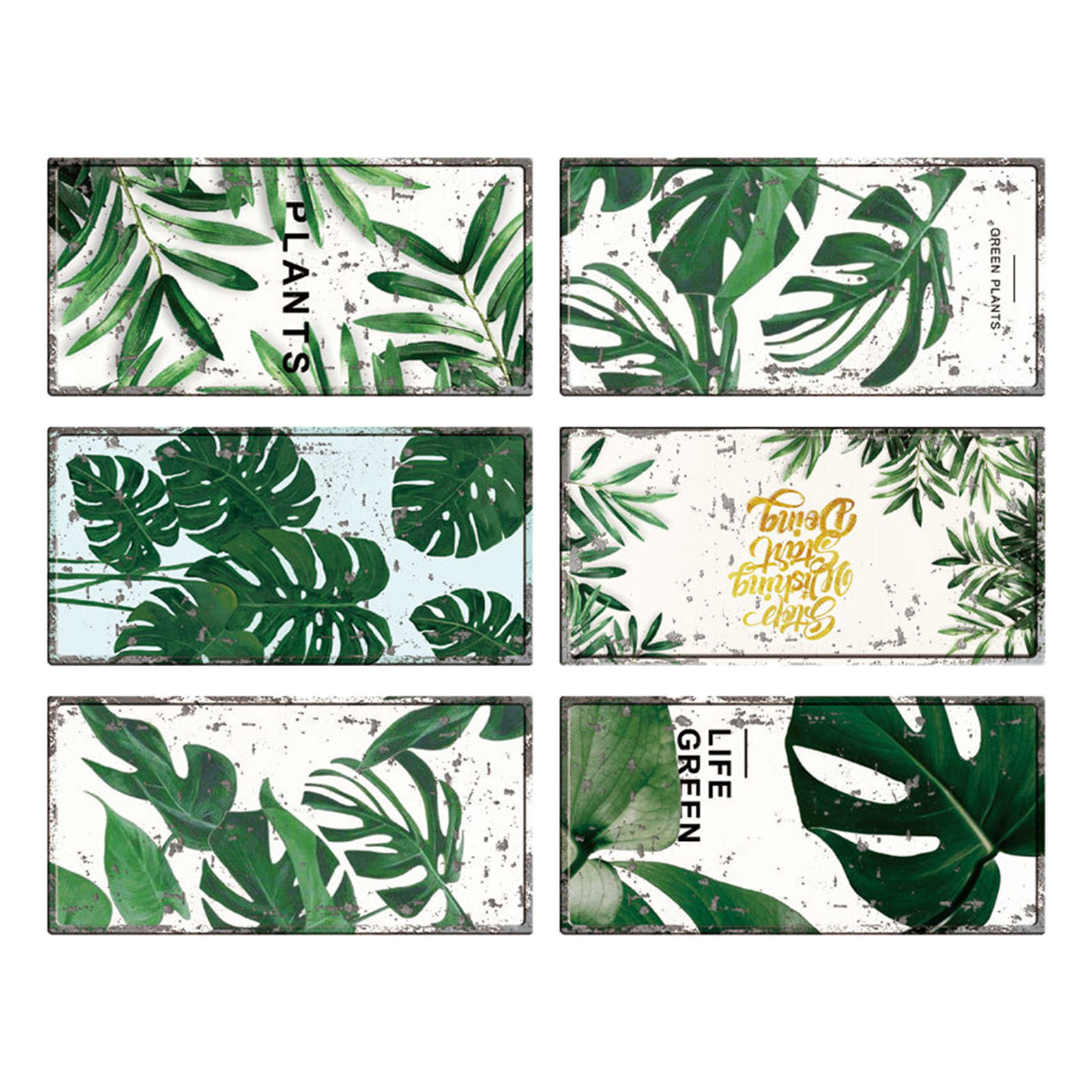 Green Leaf Wall Stickers - Tropical Plants Removable Wall Decals for Living Room Background Wall Decoration Bedroom Wallpaper
