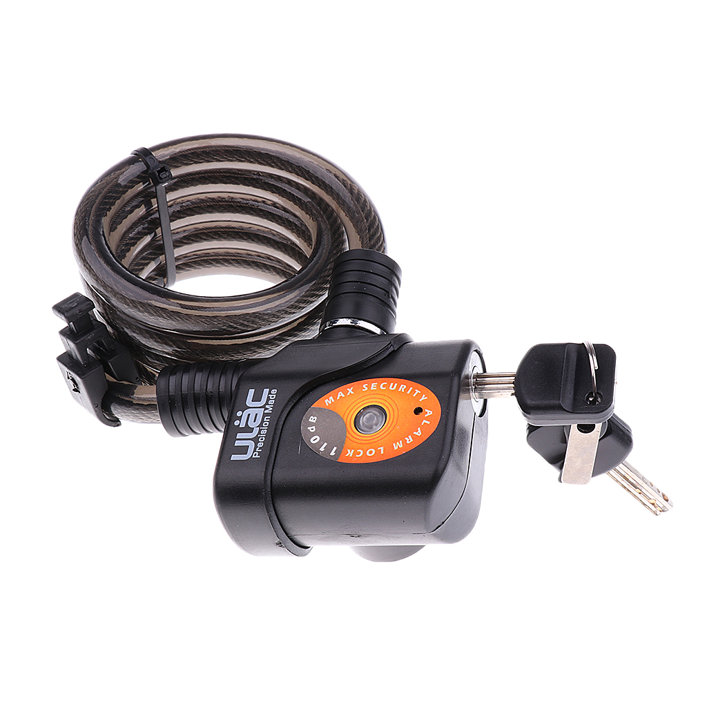 Bike Lock Anti-theft Alarm Bicycle Cable Locks with Mounting Bracket  and 2 Keys