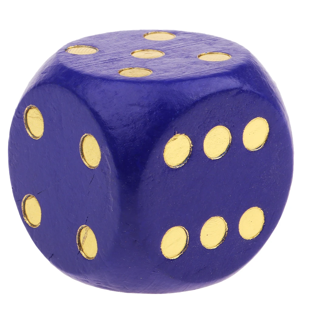 Extra Large Wooden Dice with Rounded Corner D6 Six Sided Dice 5cm Blue